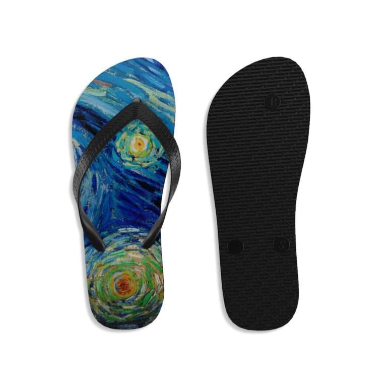 Vincent van Gogh "The Starry Night" Unisex Flip-Flops - Image 2