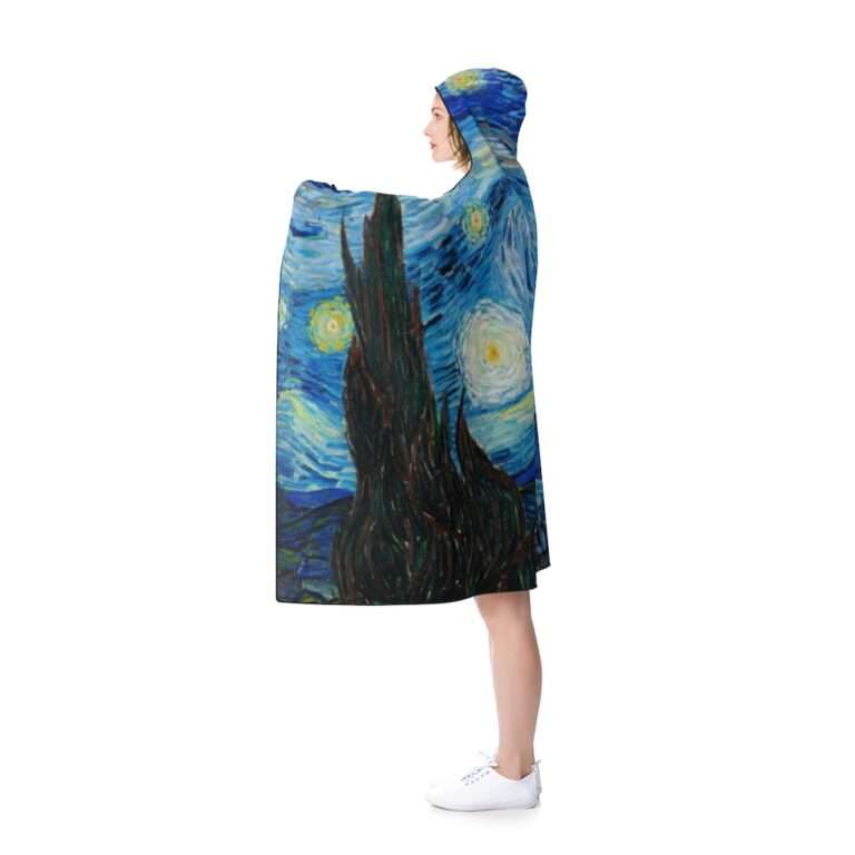Hooded blanket featuring "The Starry Night" by Vincent van Gogh