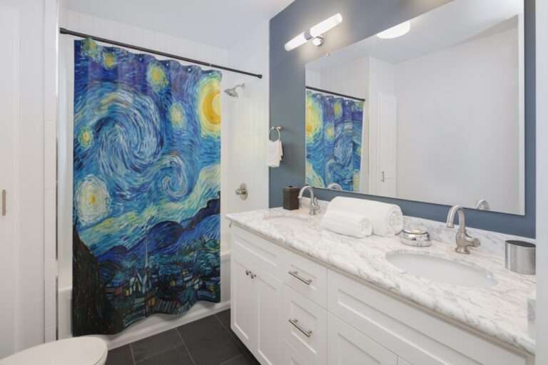 Polyester Shower Curtain ft. "The Starry Night" by Vincent van Gogh - Image 2