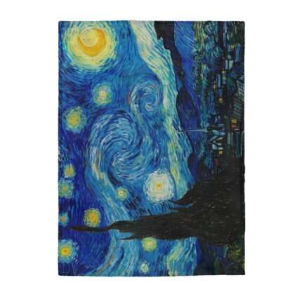 Velveteen plush blanket featuring "The Starry Night" by Vincent van Gogh