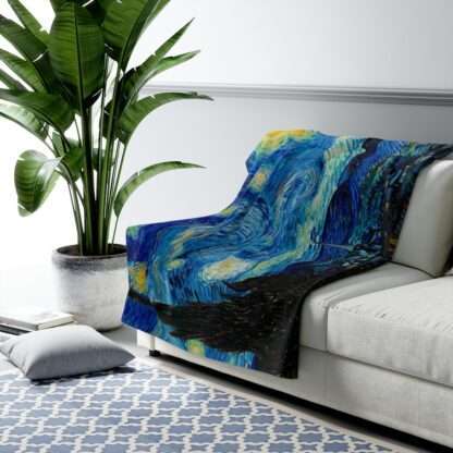 Fleece blanket featuring "The Starry Night" by Vincent van Gogh