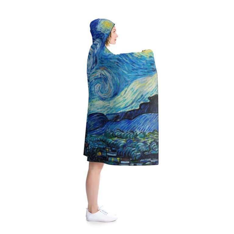 Hooded blanket featuring "The Starry Night" by Vincent van Gogh