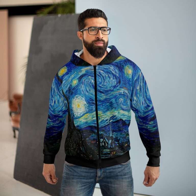 Vincent van Gogh "The Starry Night" Unisex Zip Hoodie - Image 3