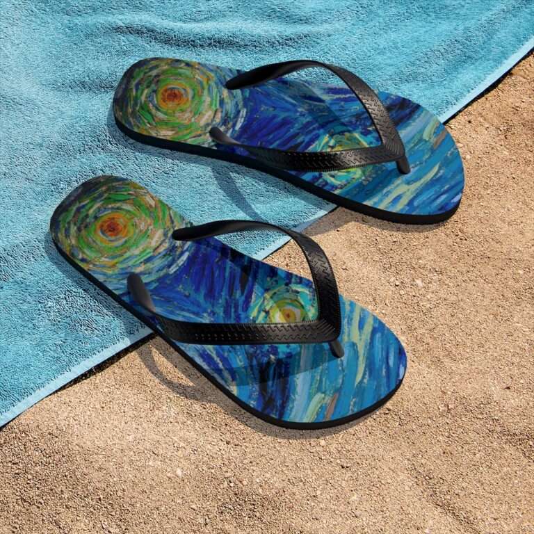 Vincent van Gogh "The Starry Night" Unisex Flip-Flops - Image 4