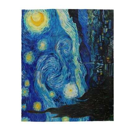 Velveteen plush blanket featuring "The Starry Night" by Vincent van Gogh