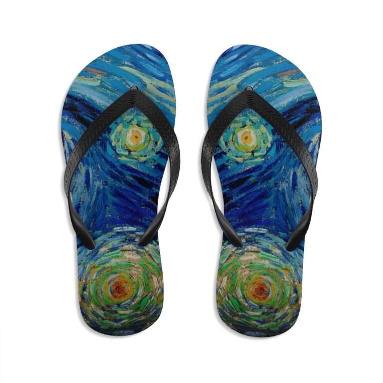 Vincent van Gogh "The Starry Night" Unisex Flip-Flops - Image 5