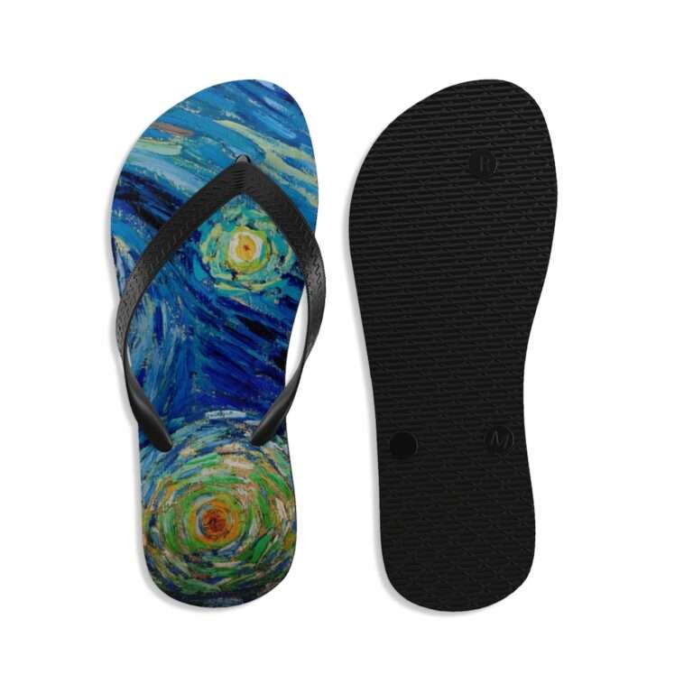 Vincent van Gogh "The Starry Night" Unisex Flip-Flops - Image 6