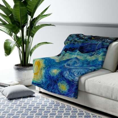 Fleece blanket featuring "The Starry Night" by Vincent van Gogh