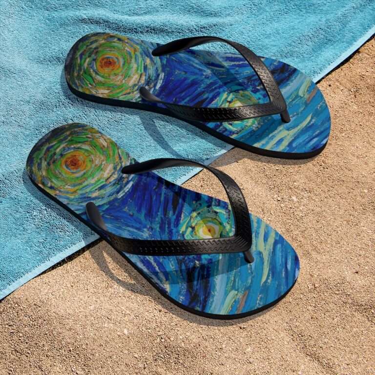 Vincent van Gogh "The Starry Night" Unisex Flip-Flops - Image 8