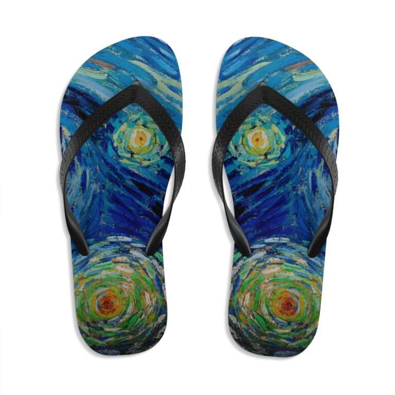 Vincent van Gogh "The Starry Night" Unisex Flip-Flops - Image 9