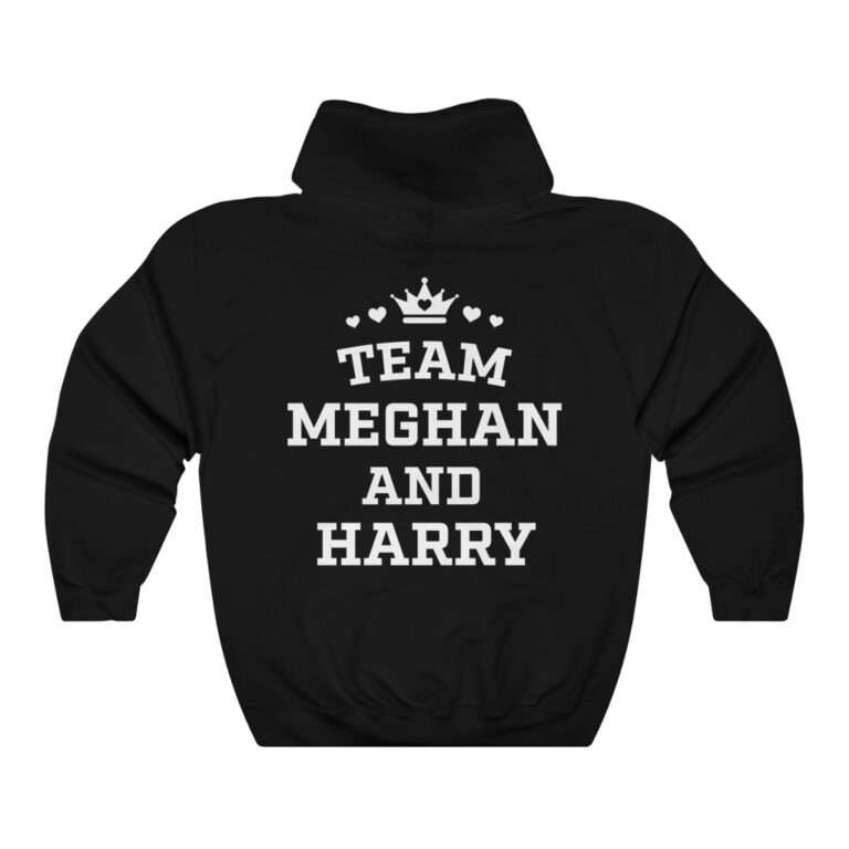 Black unisex hoodie of "Team Meghan and Harry" for Meghan Markle