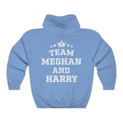 Blue unisex hoodie of "Team Meghan and Harry" for Meghan Markle