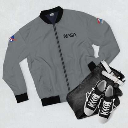 "Fly Me to the Moon" space-gray bomber jacket for NASA Artemis