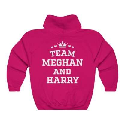 Hot-pink unisex hoodie of "Team Meghan and Harry" for Meghan Markle