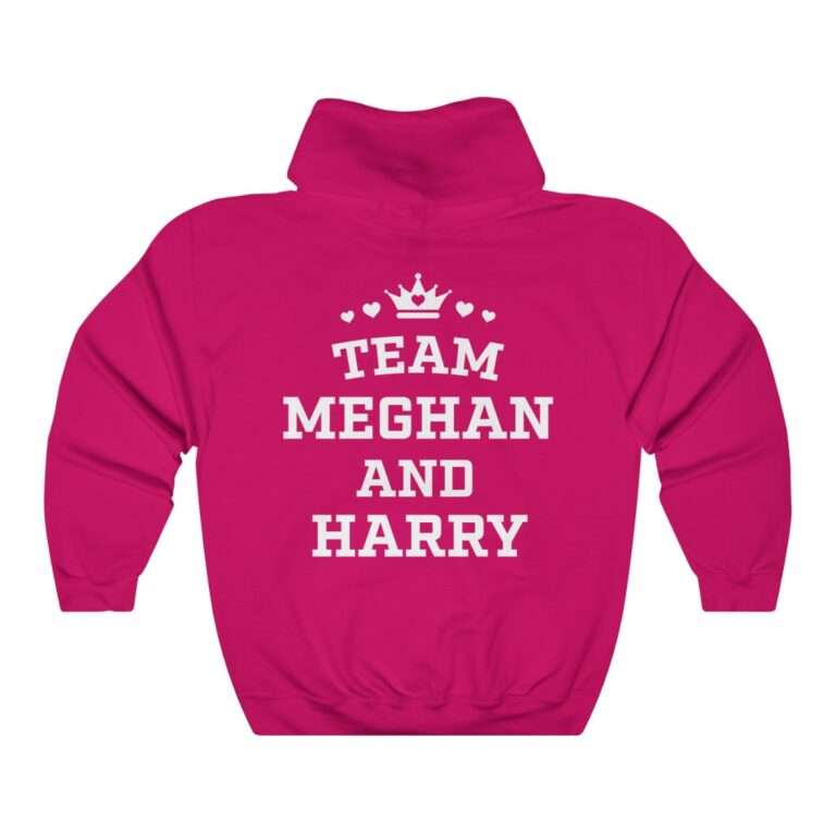 Hot-pink unisex hoodie of "Team Meghan and Harry" for Meghan Markle