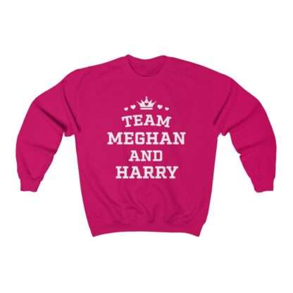 Hot-pink unisex sweatshirt of "Team Meghan and Harry" for Meghan Markle