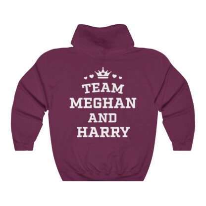 Maroon-red unisex hoodie of "Team Meghan and Harry" for Meghan Markle