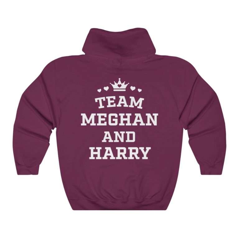 Maroon-red unisex hoodie of "Team Meghan and Harry" for Meghan Markle