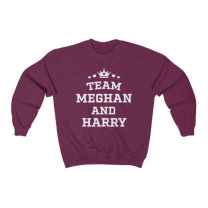 Maroon-red unisex sweatshirt of "Team Meghan and Harry" for Meghan Markle