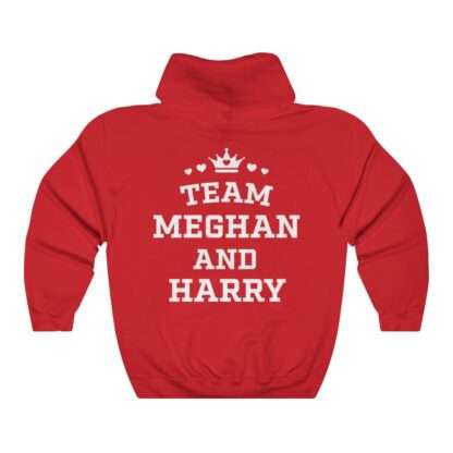 Red unisex hoodie of "Team Meghan and Harry" for Meghan Markle
