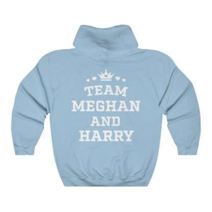 Sky-blue unisex hoodie of "Team Meghan and Harry" for Meghan Markle