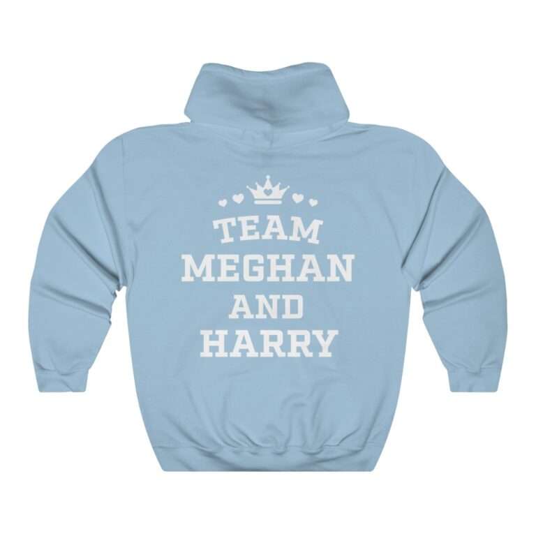 Sky-blue unisex hoodie of "Team Meghan and Harry" for Meghan Markle