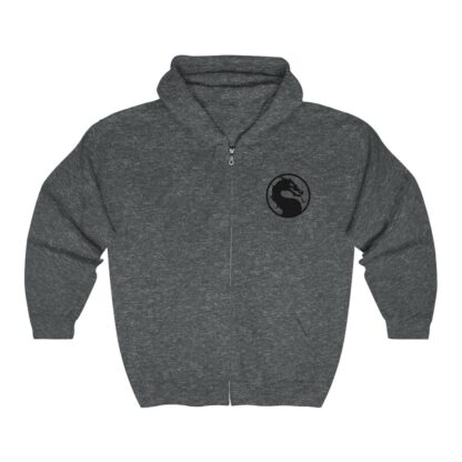 Dark-Heather Zip Hoodie Unisex ft. Official "Mortal Kombat" Dragon Mark