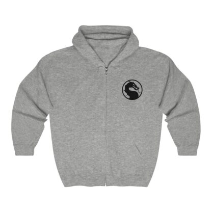 Heather-Grey Zip Hoodie Unisex ft. Official "Mortal Kombat" Dragon Mark