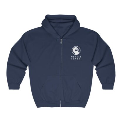 Navy-Blue Zip Hoodie Unisex ft. Official "Mortal Kombat" Dragon Mark