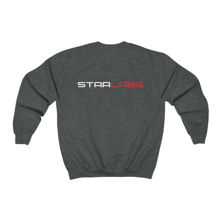 DC Justice League STAR LABS dark-heather unisex sweatshirt (back)