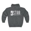 S.T.A.R. Laboratories dark-heather unisex zip hoodie (back view)