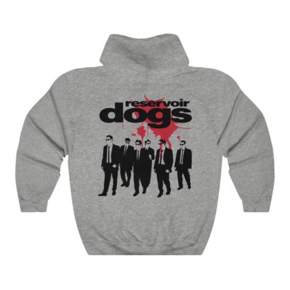 Back view - Heather-grey hoodie featuring Reservoir Dogs fan art