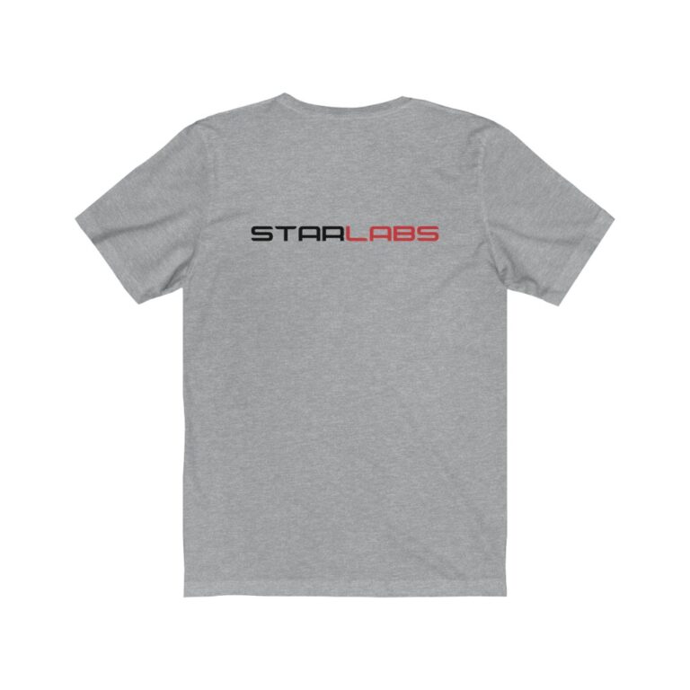 DC Justice League STAR LABS heather-grey unisex t-shirt (back)