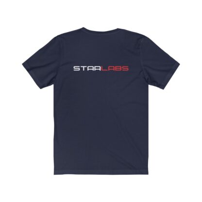 DC Justice League STAR LABS navy-blue unisex t-shirt (back)