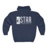S.T.A.R. Laboratories navy-blue unisex zip hoodie (back view)