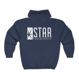 S.T.A.R. Laboratories navy-blue unisex zip hoodie (back view)