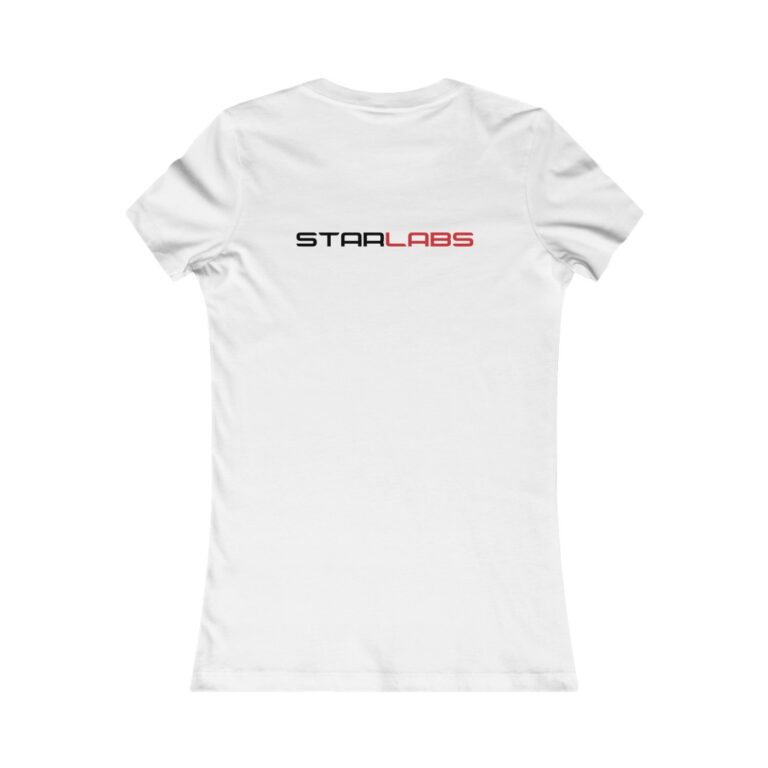 DC Justice League STAR LABS white women's t-shirt (back)