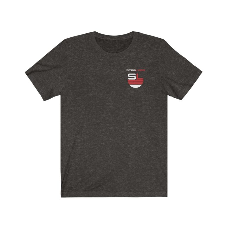 DC Justice League STAR LABS dark-heather unisex t-shirt (front)