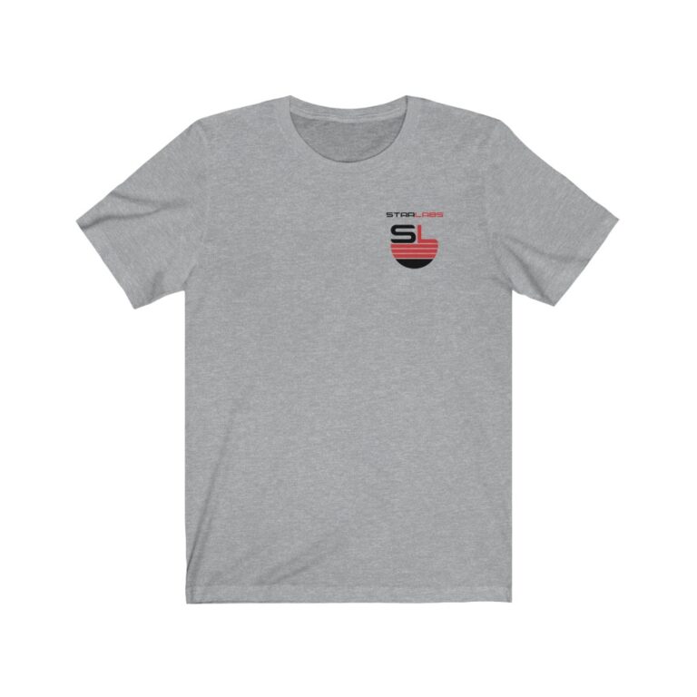 DC Justice League STAR LABS heather-grey unisex t-shirt (front)