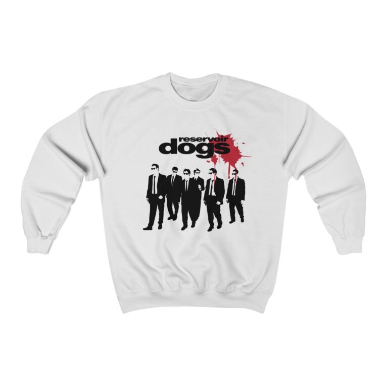 Front view - White sweatshirt featuring Reservoir Dogs fan art