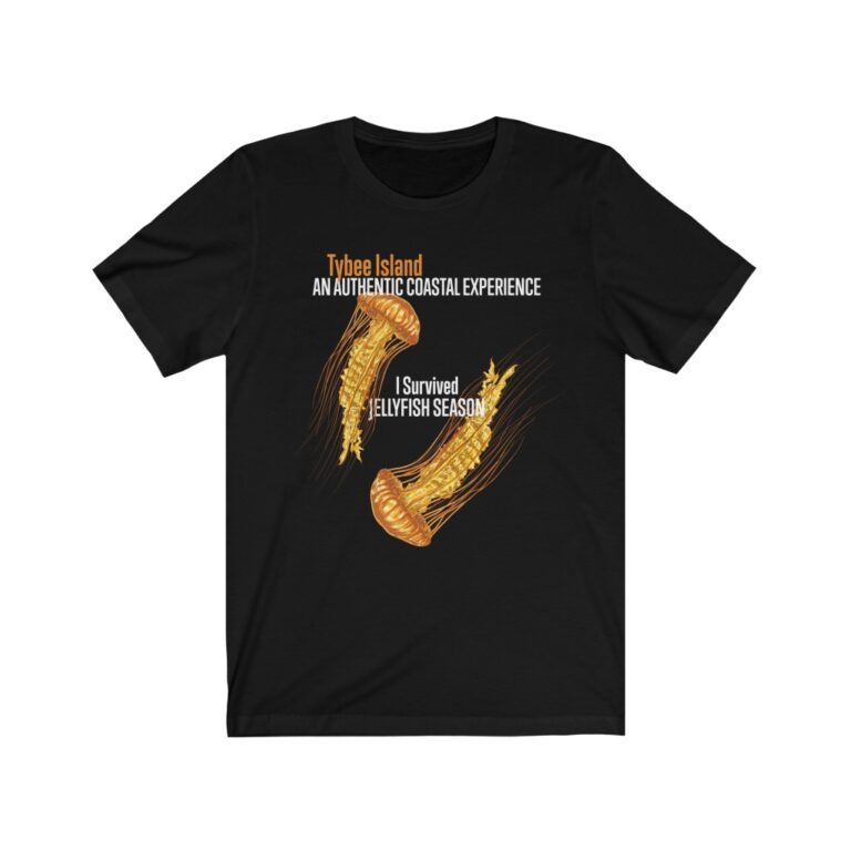 Black unisex t-shirt of "I Survived Jellyfish Season"