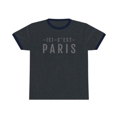 Heather-Navy "Ici c'est Paris" Unisex Ringer T-Shirt - PSG Messi 30