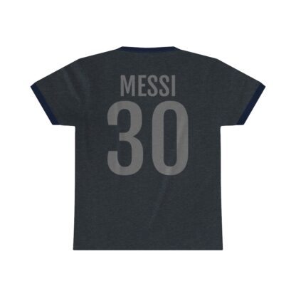 Heather-Navy "Ici c'est Paris" Unisex Ringer T-Shirt - PSG Messi 30