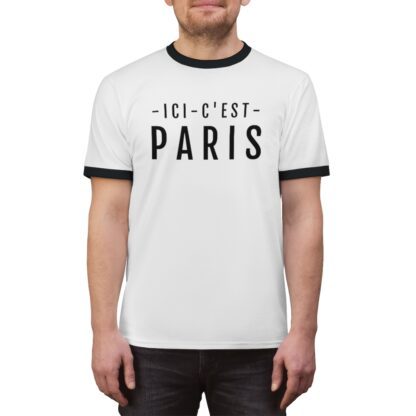 White "Ici c'est Paris" Unisex Ringer T-Shirt - PSG Messi 30