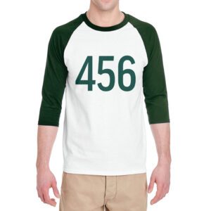 Custom Number Adult Unisex Squid Game Style 3/4 Sleeve T-Shirt