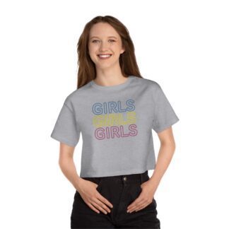 "Girls Girls Girls" Cropped Women's T-Shirt - Grey