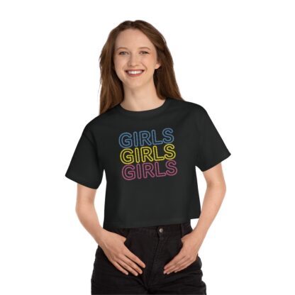 "Girls Girls Girls" Cropped Women's T-Shirt - Black