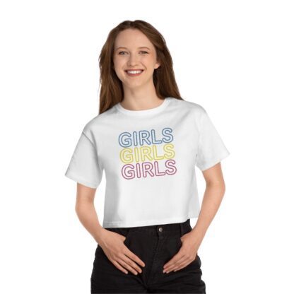 "Girls Girls Girls" Cropped Women's T-Shirt - White