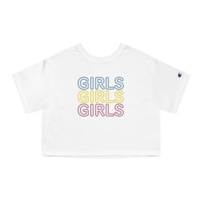 "Girls Girls Girls" Cropped Women's T-Shirt - White