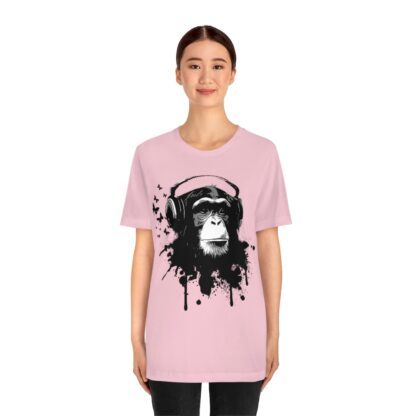 "Monkey with Headphones" Pink T-Shirt